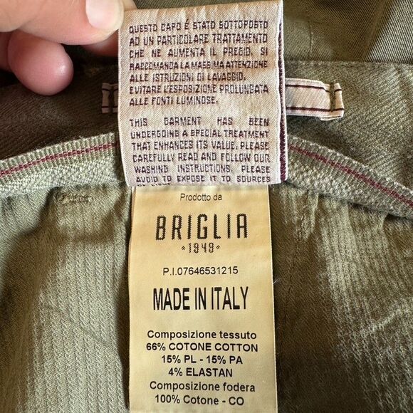BRIGLIA 1949 Men's Waist 33 (Italy 48) Cargo Pants Elastic Waistband Olive Green - Picture 6 of 6